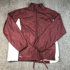 GTM Sportswear Windbreaker Jacket Maroon White Full Zip Athleisure Mens L